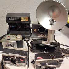 Polaroid Vintage Camera Lot OneStep Closeup, Kodak Instamatic, Pony 135 + Case picture