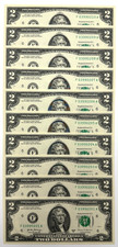 NEW Uncirculated Two Dollar Bills  Series 2017A  $2 Sequential Notes  Lot of 10 picture