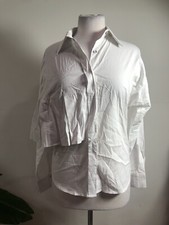 BALOSSA Long Sleeve  Neck Button Front White Lalana Shirt Size 40 picture