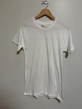 Vintage 1970s Paper Thin Burnout Blank White Worn Cotton Soft T Shirt Size Med picture