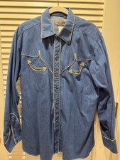 Vintage 70s H BAR C California Ranchwear Western Shirt Denpipe Denver Pearl Snap picture