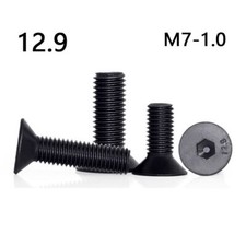 M7-1.0 Black 12.9 Steel Hex Socket Bolts Countersunk Flat Head Screws picture