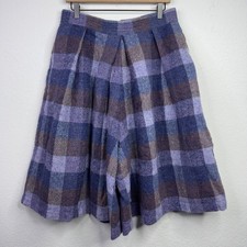 Vintage Vonnie Reynolds Culottes Shorts 14 Plaid Irish Wool Tweed Cottage Preppy picture