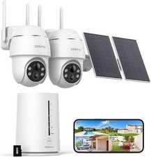 COOAU 2 Camera Solar Security System Wireless Outdoor 4MP, PTZ Night Vision picture