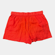 J.CREW Women's Solid Orange Linen High Rise Pull-On Shorts XL Pockets picture
