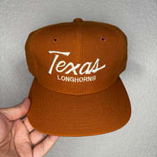 Vintage Texas Longhorns Sports Specialties Single Line Script SnapBack Hat NCAA  picture