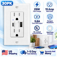30Pack 15A/125V GREENCYCLE USB C Outlet 29W,5.8A USB A/C Ports, Tamper Resistant picture
