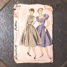 Simplicity 3845 Vintage 1950s Dress Sewing Pattern Women’s Size 12 Cut picture
