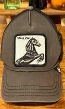 Goorin Bros Stallion Horse Patch Gray/Black Mesh Back Adjustable Trucker Hat OS picture