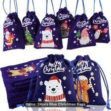 24 Pack Christmas Drawstring Gift Bags, 5x3.5