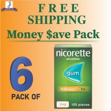 Nicorette Gum 2mg FRUITFUSION Suger Free 105pieces-PACK OF 6 picture