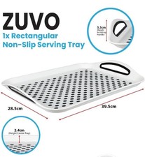 Zuvo Anti-Slip Food Serving Tray with Handles Set of 2 BPA-Free Non-Slip White picture