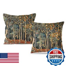 BUJSP Rustic Autumn Forest William Morris Inspired Pillow Covers 20x20 Set 2 picture