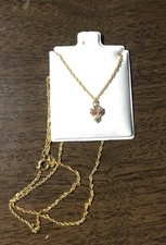 Stamper Vintage 10K Black Hills Gold Dainty Pendant Leaves With Chain NOS picture