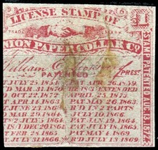 DRUMMOND #LRUPC1.6 UNION PAPER COLLAR CO. LICENSE STAMP, 