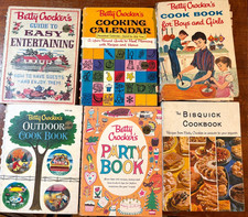 Vintage Lot of 6 Betty Crocker Cookbooks 1960s Spiral-Bound Boys Girls MCM Art picture