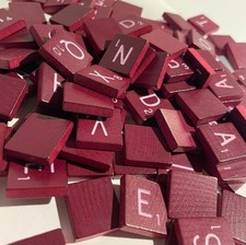 Genuine SCRABBLE DELUXE Tiles Red/Maroon Pink Letters Replacement Vintage UPICK picture
