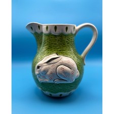 Vintage 1983 Sigma Tastesetter Rabbit Pitcher Green Bunny Ceramic Easter Spring picture
