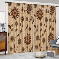 Vintage Sunflower Floral Pattern Curtains Thermal Insulated Drapes Home Decor picture