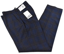 Bar lll Mens Wool Dress Pants New 29 30 31 32 Navy Blue Burgundy Plaid Slim Fit picture