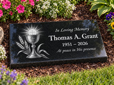 Custom Stone Memorial Grave Marker Granite Plaque Human headstone Chalice picture