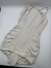 Vintage 1950s 60s Elisabeth Stewart California Swimsuit Ivory Ruched Pinup XS S picture