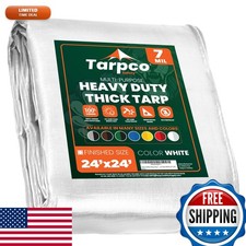 Tarpco Safety TS-204-24X24 7 Mil Poly Tarp White 24' X 24' for Roof Camping picture