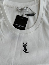 NWT Saint Laurent Paris Embroidered YSL Logo Ribbed Tank Top White Size S picture