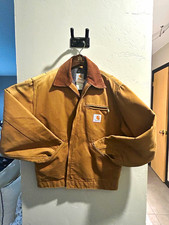 Vintage Carhartt Brown Lined Detroit Jacket Men's 42 Regular Cotton Outer Shell picture