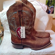 Justin Boots Women's Brown Western Boots Blue Stitching 8 JB0367 picture