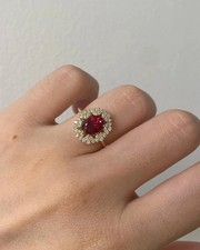 4.90 Ct Oval Cut Natural Diamond Red Ruby Wedding Ring solid 14k Yellow Gold picture