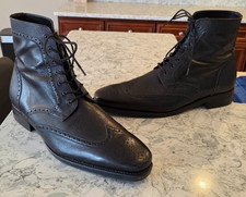 Men's Thursday Wingtip Boots Black Leather Brogue Dress Lace Up Office Size 13.5 picture