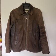 Vtg Excelled Men’s Medium Leather Brown Distressed Aviator Bomber Jacket Coat picture