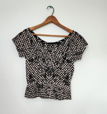 Vintage 1930s 1940s Cotton Blouse Peplum Sweetheart Neckline Small Moons Leaves picture