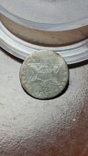 1857 Three Cent Silver 3CS F Fine Details Cleaned Scratch                   W579 picture