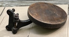 antique industrial swing out seat stool cast iron and wood 1920s picture