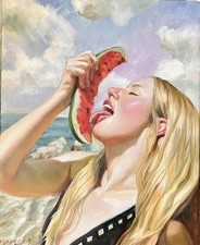 Original Oil Painting,  Portrait, Female Figure, Modern Art 16x20 Inch picture