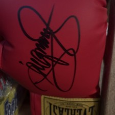 Autographed/Signed Mannny Pacquiao Pac-Man Red Everlast Boxing Glove Beckett COA picture