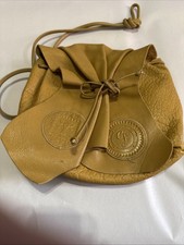 Vintage Carlos Falchi Iconic Leather Butterfly Bag Crossbody Yellow 10” M3 picture