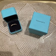 Tiffany & Co Rose Gold Three Diamond 3mm Band Ring, Size 8 picture