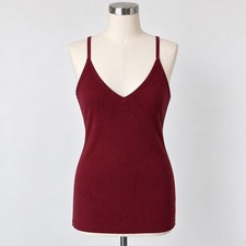 Torrid Fitted Pullover Cami Sweater 3X 22-24 Maroon Ribbed Knit NWT picture