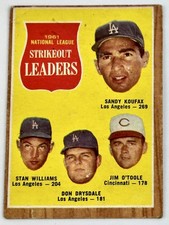 Sandy Koufax Don Drysdale 1962 Topps #60 NL Strikeout Leaders Dodgers HOF picture