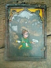1900' Antigue  Old Original  Hunting Man Reverse Glass  Painting picture