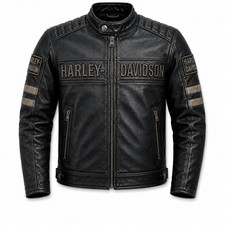  Harley-Davidson Genuine Cowhide Leather Motorcycle Biker Jacket Black picture