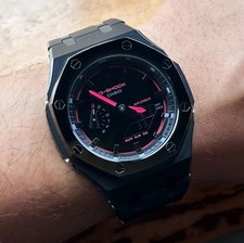 New Custom GShock GA2100 Casioak Stainless Steel Bracelet Gift Black X Red mod picture
