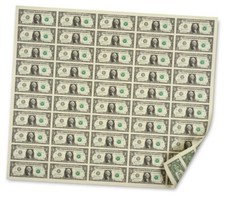 New 50-$1 One Dollar Bills Full Uncut Sheet  2017 Series -  picture