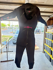 Aqua Lung SolAfx Women’s Small 8mm Wetsuit Hooded Scuba Diving Black Pink picture