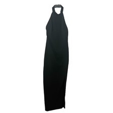 LULUS Flawless Expression Mock Neck Halter Maxi Dress S Black Jersey NWT B8 picture