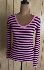 Wet Seal Y2k  Barbiecore Whimsigoth Sz L Pink Black Stripe  picture