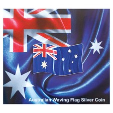 Niue 2018 Australian WAVING FLAG Wavy Planchet $2 PURE SILVER Ensign Shaped OGP picture